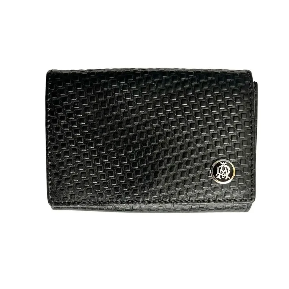 Dunhill Micro D-Eight Black Leather Snap Wallet Card Holder Coin Case